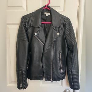 Topshop black faux leather biker jacket